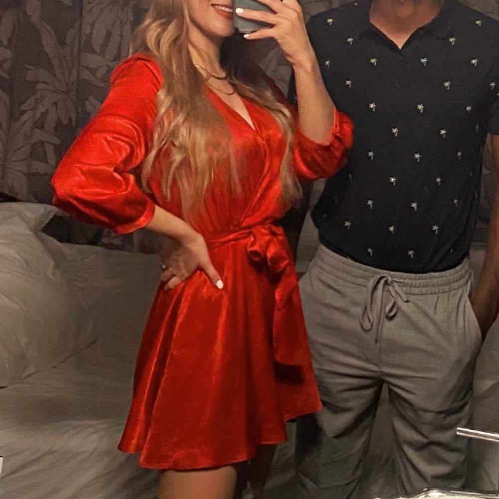 ZARA RED SATIN ROMPER